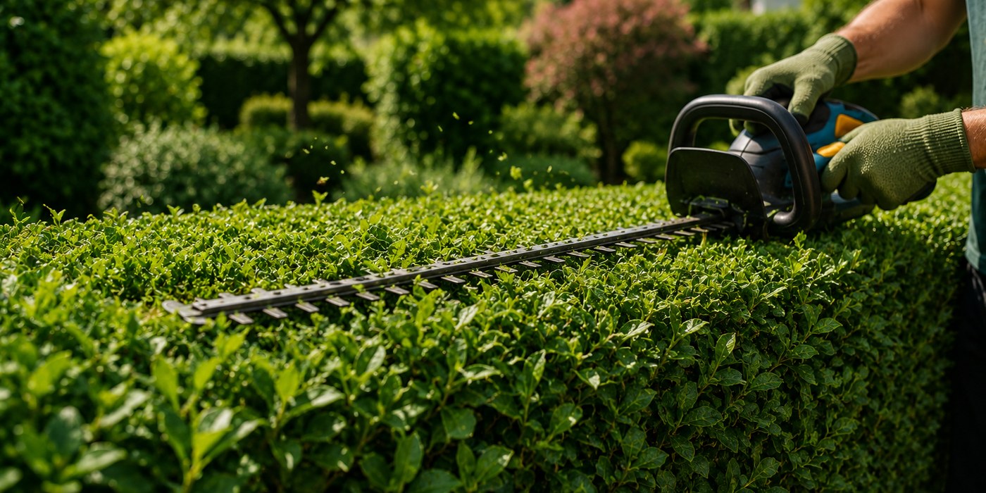 Haie de jardin fraîchement taillée
